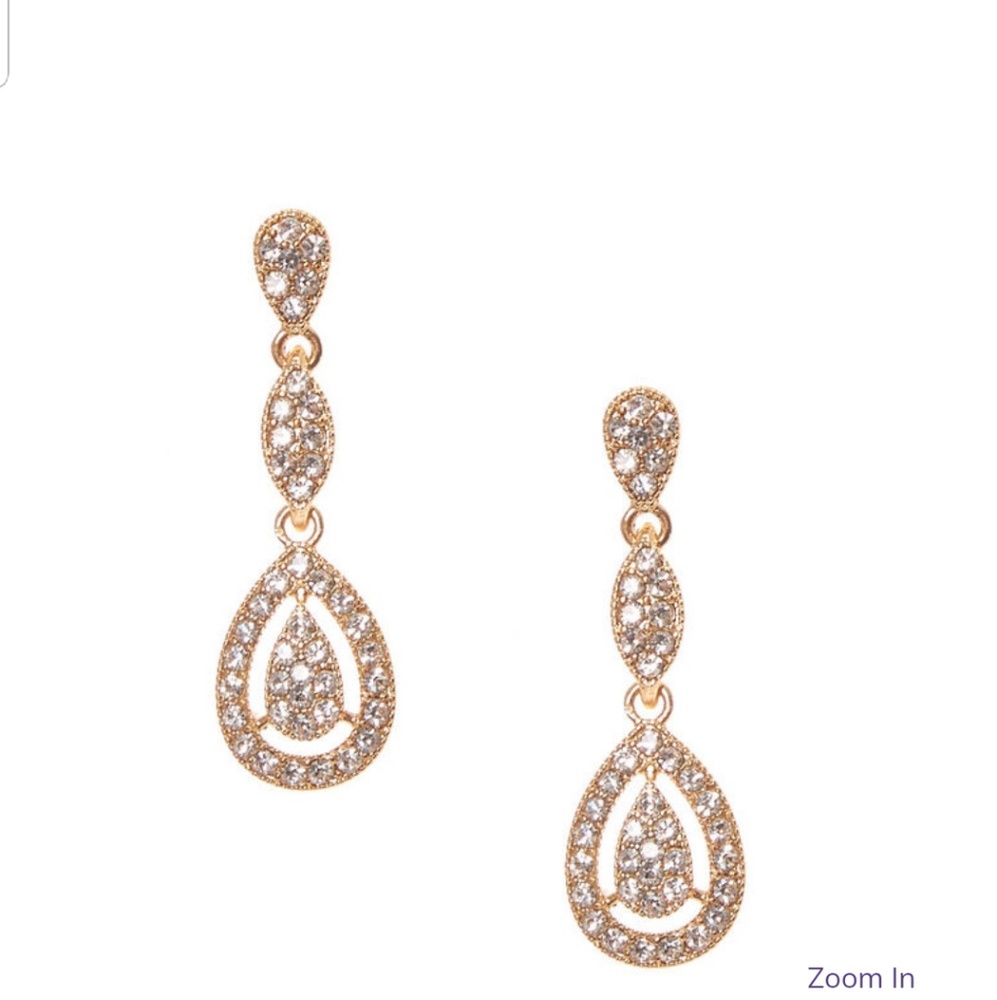 Claire's Pave Gold Teardrop Earrings